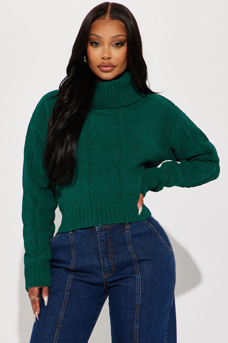 Emerald green turtleneck sale sweater