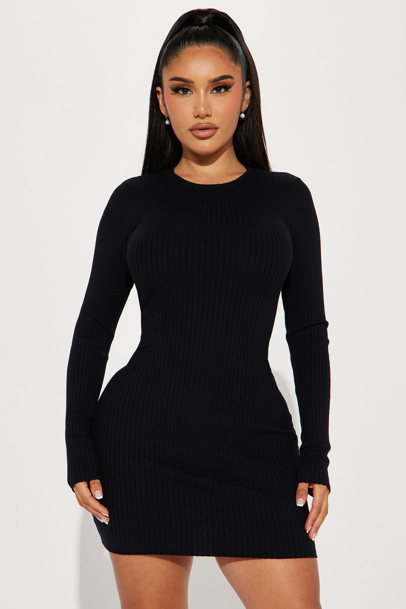 Jojo Sweater Mini Dress - Black | Fashion Nova, Dresses | Fashion Nova