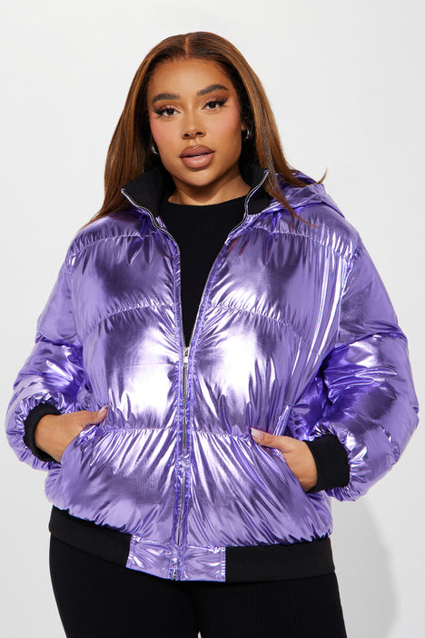 Purple metallic puffer hotsell jacket