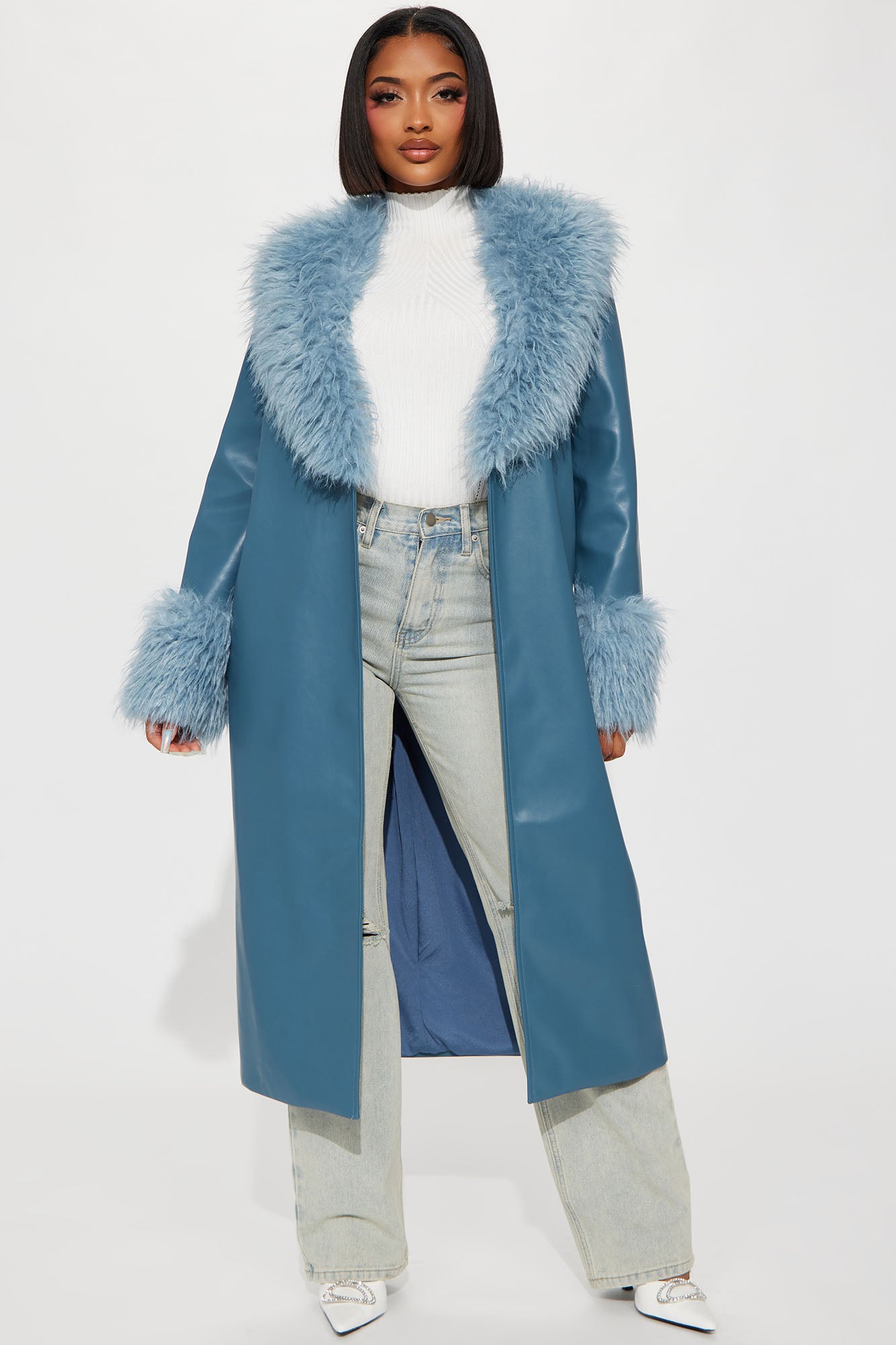 Blue store leather coat