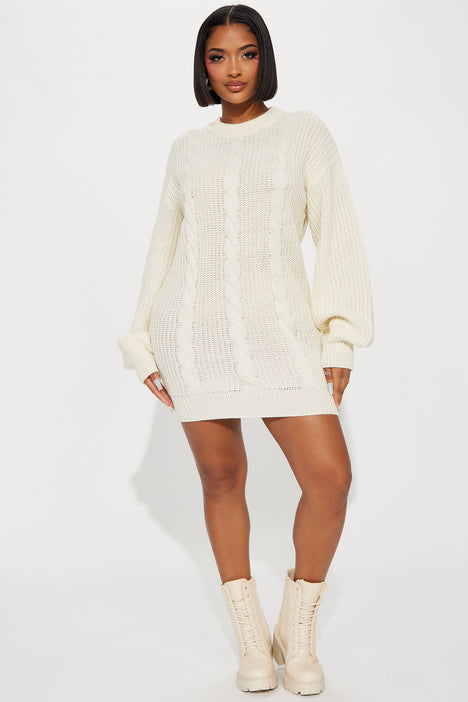 Cream knit hotsell sweater dress
