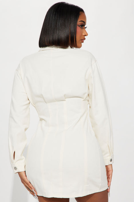 Joanna Button Up Mini Dress Cream