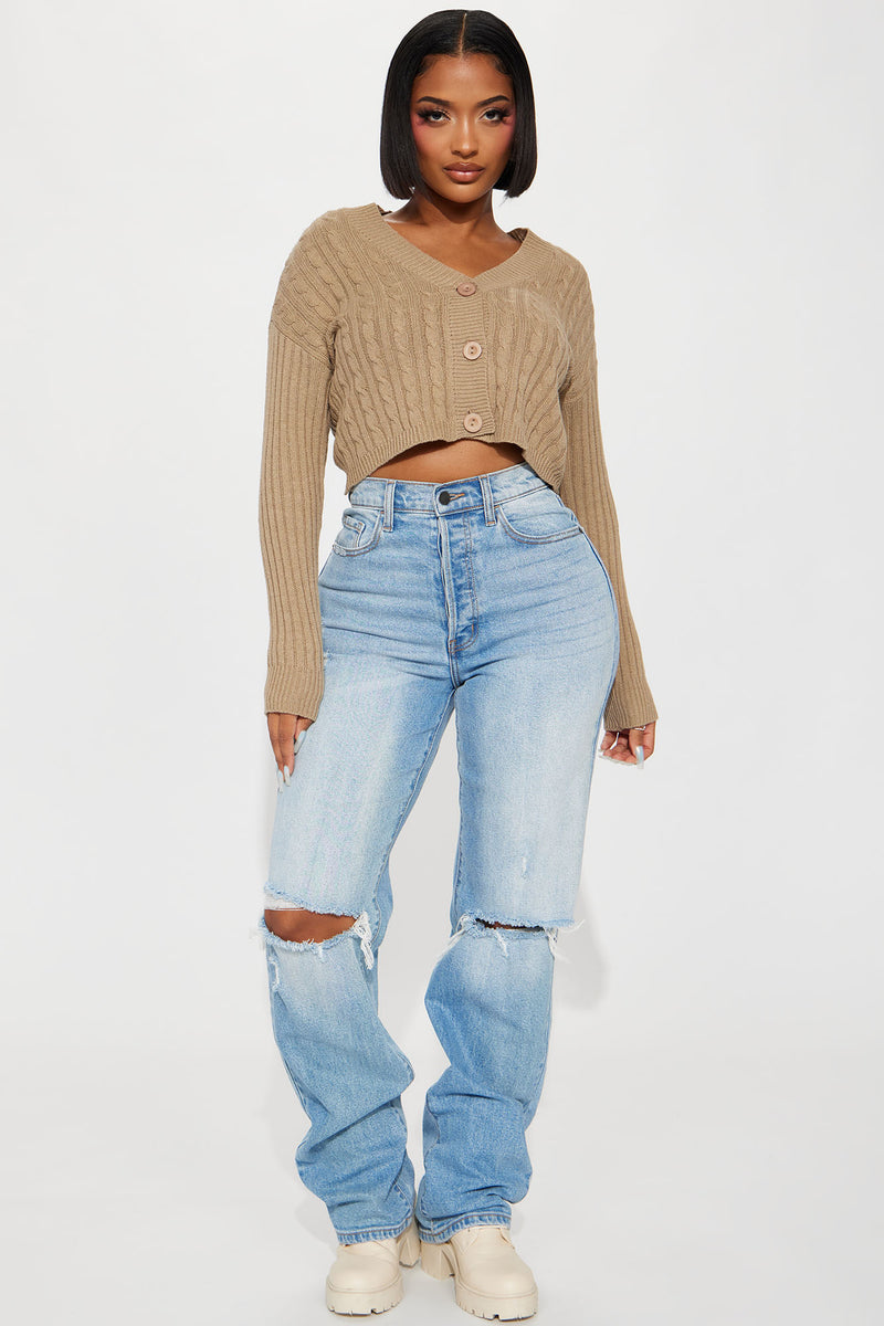 Frankie Cable Knit Cardigan Sweater - Khaki | Fashion Nova, Sweaters ...
