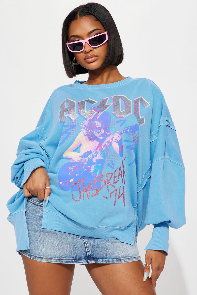 Jailbreak ACDC Crew Neck Sweatshirt - Blue | Fashion Nova, Screens Tops ...