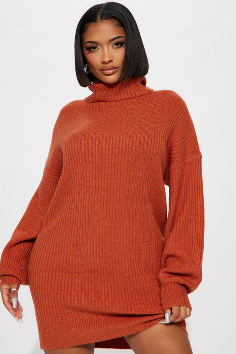 Karina Sweater Mini Dress Rust