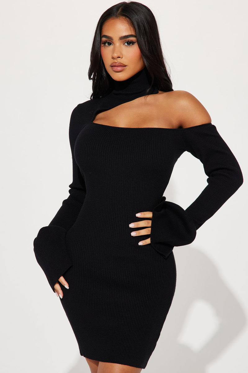 Elisha Sweater Mini Dress - Black | Fashion Nova, Dresses | Fashion Nova