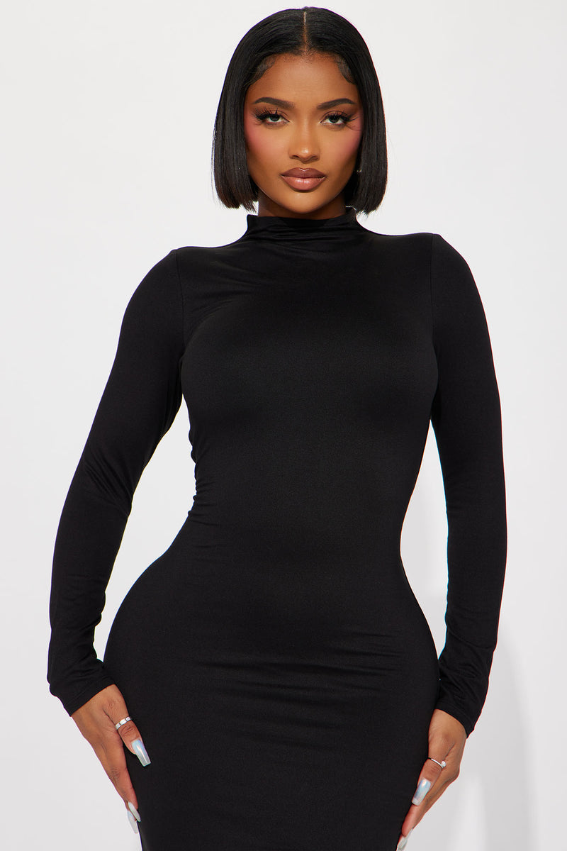 Efina Double Lined Midi Dress - Black | Fashion Nova, Dresses | Fashion ...