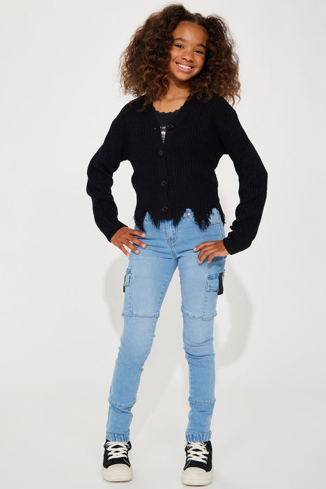 Ripped jeans and on sale cardigan