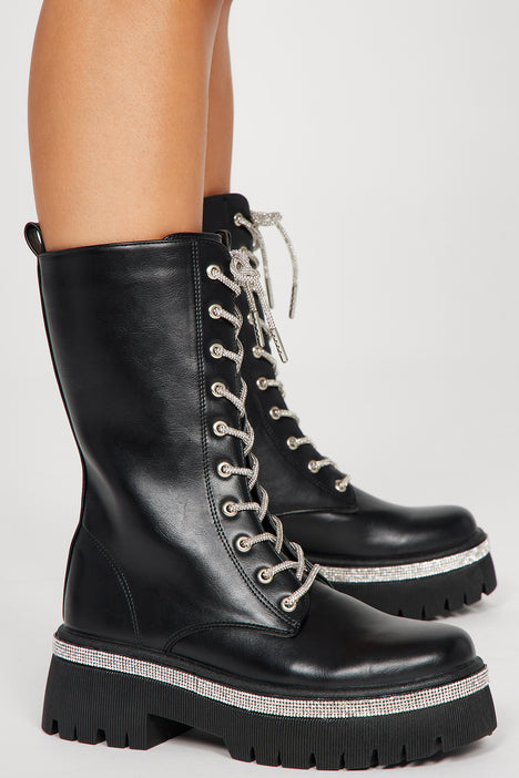 Khloe Rhinestone Booties Black