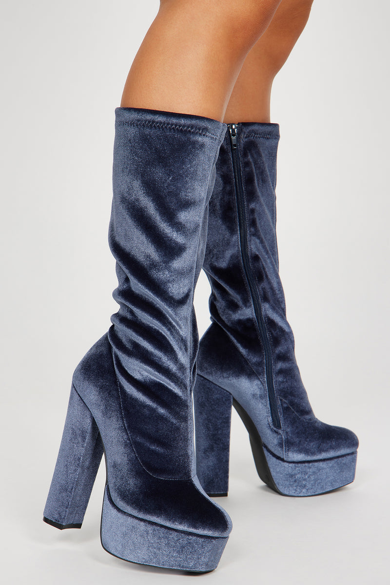 Fun Nights Knee High Heeled Boots - Blue | Fashion Nova, Shoes ...