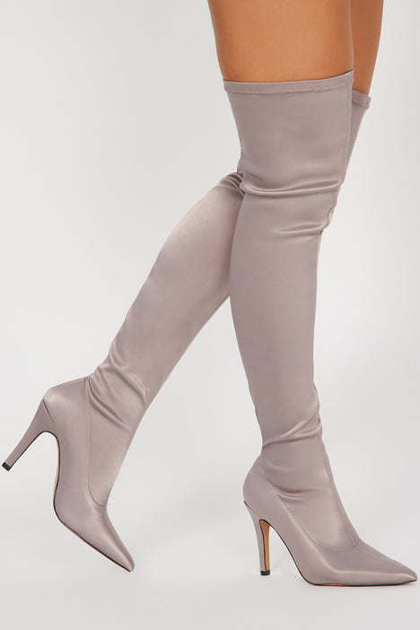 Over the knee store heeled boots grey