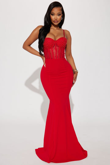 Elegant Lace Maxi Dress Red Fashion Nova Dresses Fashion Nova