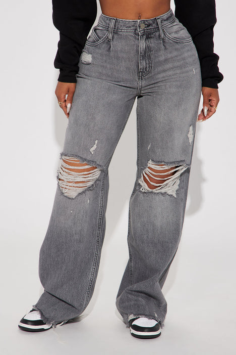 Ripped baggy top jeans womens