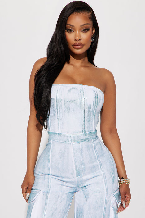 White outlet metallic jumpsuit