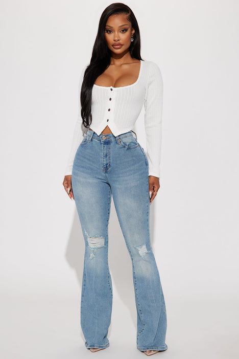 Every Now And Then Stretch Flare Jeans Light Wash