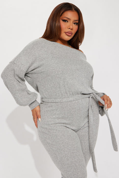 Chill Day Cozy Jumpsuit - Heather Grey