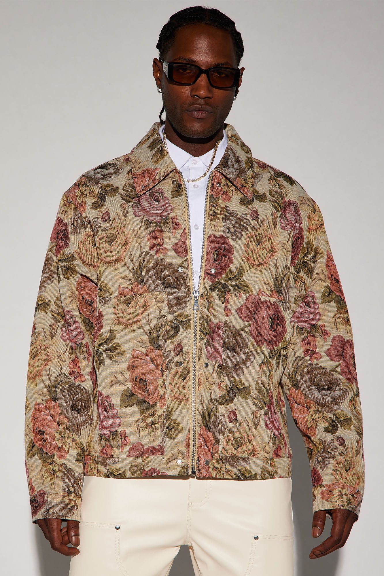 Bellevue Floral Tapestry Work Jacket - Taupe/combo