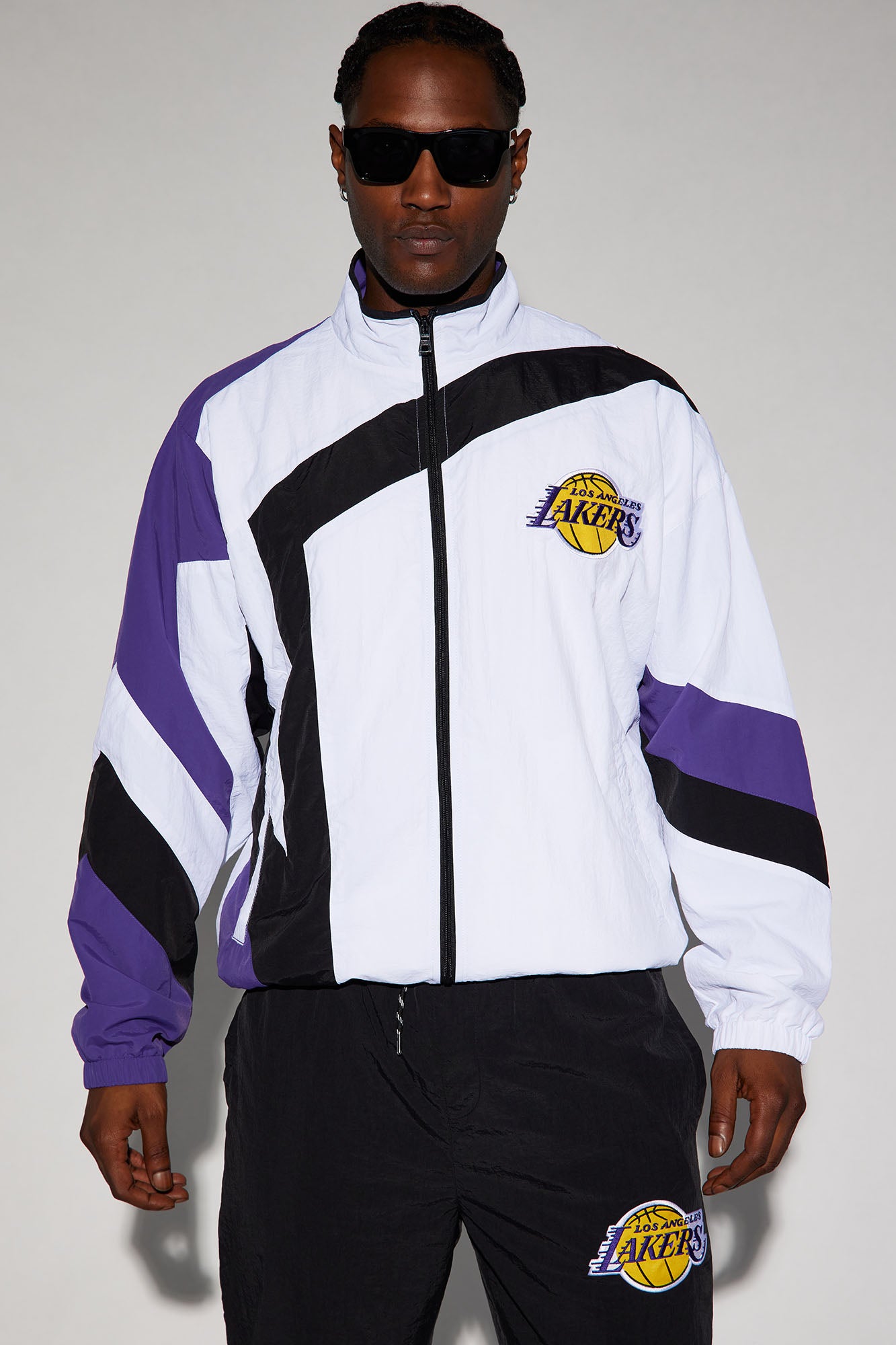 Women's NBA Slam Dunk Lakers Bomber Jacket in Black Size 2x by Fashion Nova