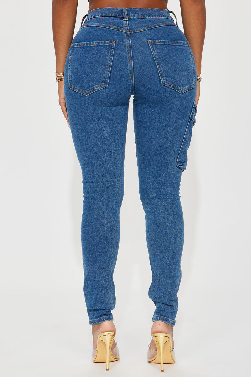 40577 Women's High Rise Acid Washed Skinny Cargo Jeans – Aphrodite Jeans