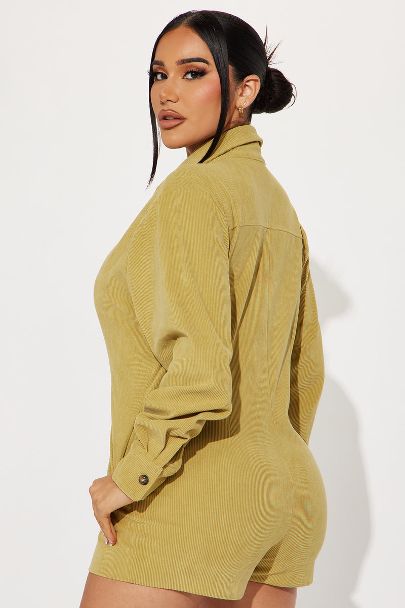 Feel The Passion Corduroy Romper - Chartreuse | Fashion Nova, Rompers ...