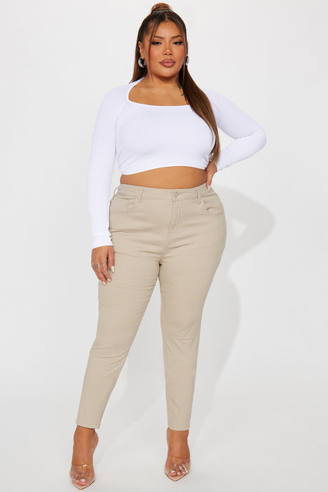 Cute Teen Girl Jeans Plus Size Capri Pants for Teen Girls in Khaki Size 18W  