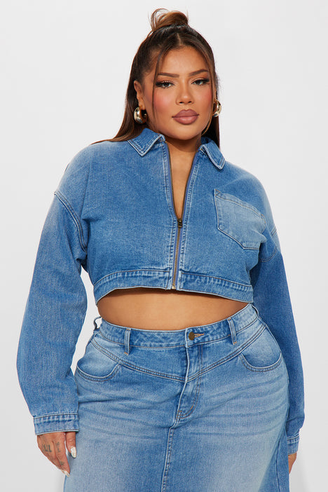 Denim skirt and jacket set sales plus size