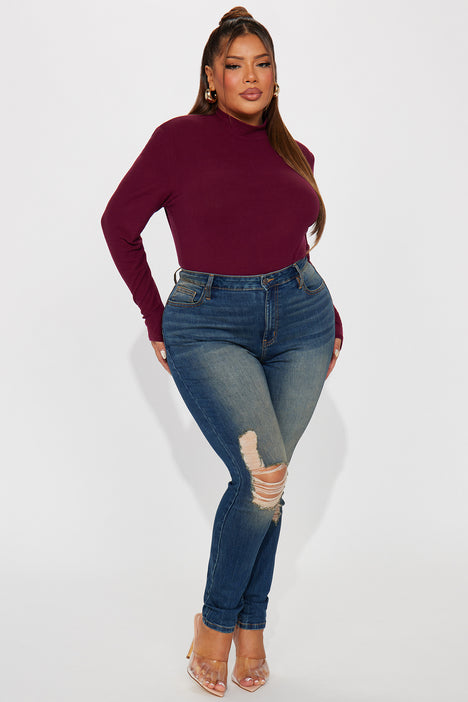 Burgundy mock hot sale neck top