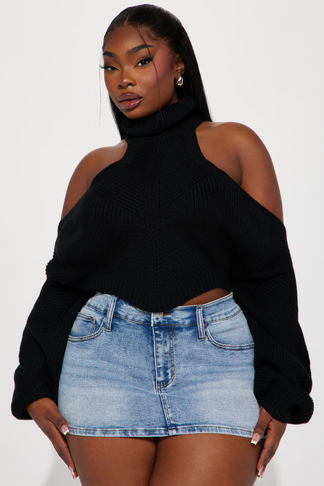Karasi Cold Shoulder Sweater Black Fashion Nova Sweaters