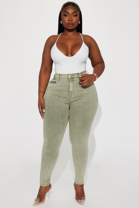 Mid waist jean pants Butt lifting Shaping - Olive-Shop Now – Shape