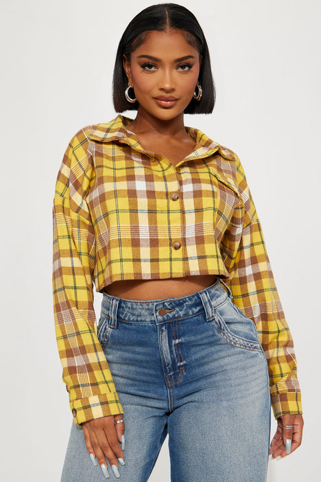 Mustard yellow sale check shirt