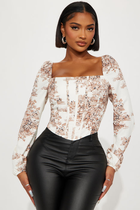 Know The Trend Corset Top - Khaki, Fashion Nova, Shirts & Blouses