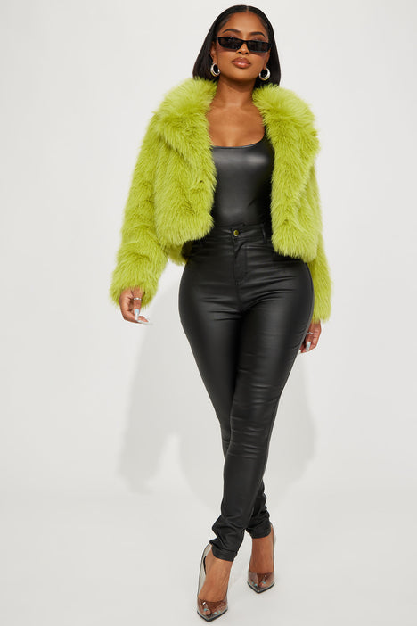 Foxy Mama Faux Fur Jacket Chartreuse Fashion Nova Jackets