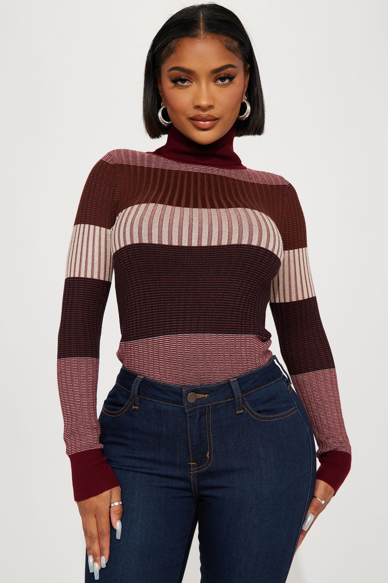 Burgundy ribbed turtleneck online