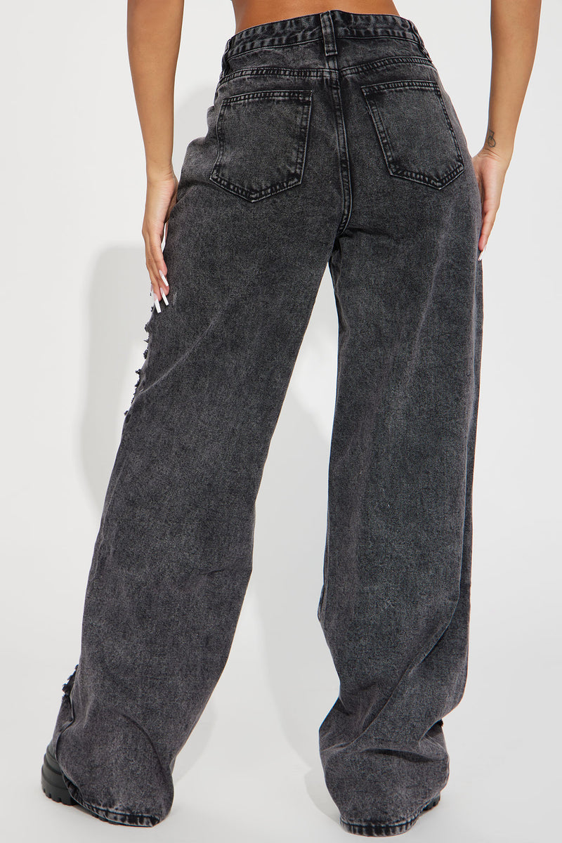 Left No Crumbs Non Stretch Wide Leg Jeans - Black Wash | Fashion Nova ...