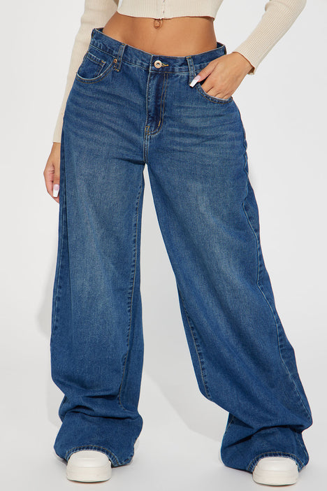 Chelsea Drop Waist Baggy Jeans - Medium Wash, Fashion Nova, Jeans