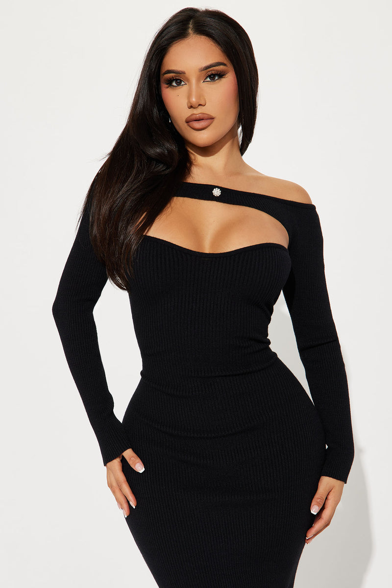 Aspen Sweater Midi Dress - Black | Fashion Nova, Dresses | Fashion Nova