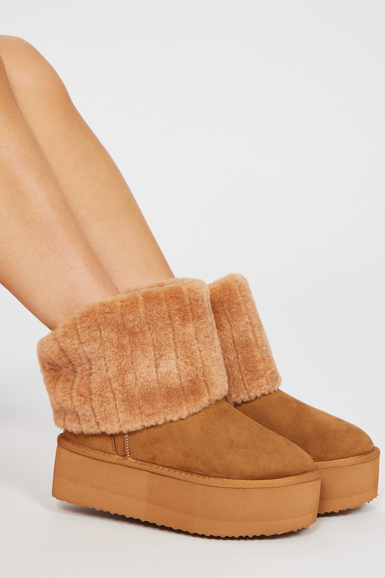 Ready To Chill Platform Booties Camel