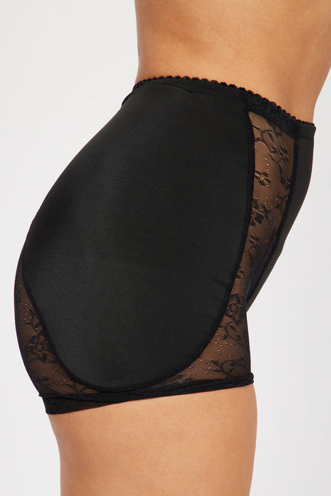 Curvy Feelings Power Lace Padded Hips Shapewear Mini Short - Black