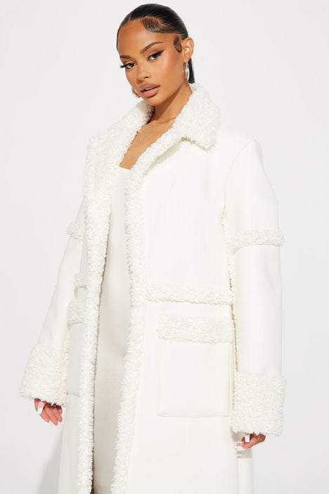 White faux fur trench coat new arrivals