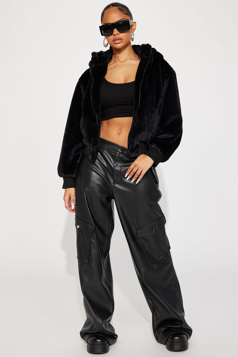 Warm Cuddles Faux Fur Jacket Black