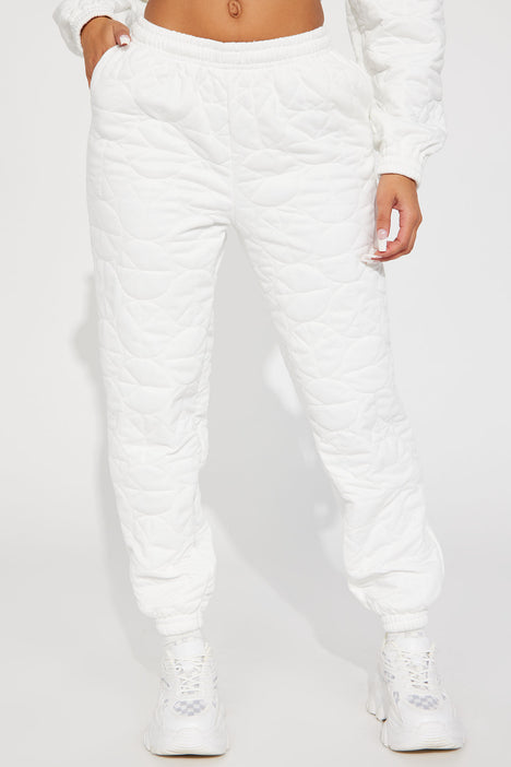 Bundle Up Quilted Jogger White Fashion Nova Lounge Fashion Nova