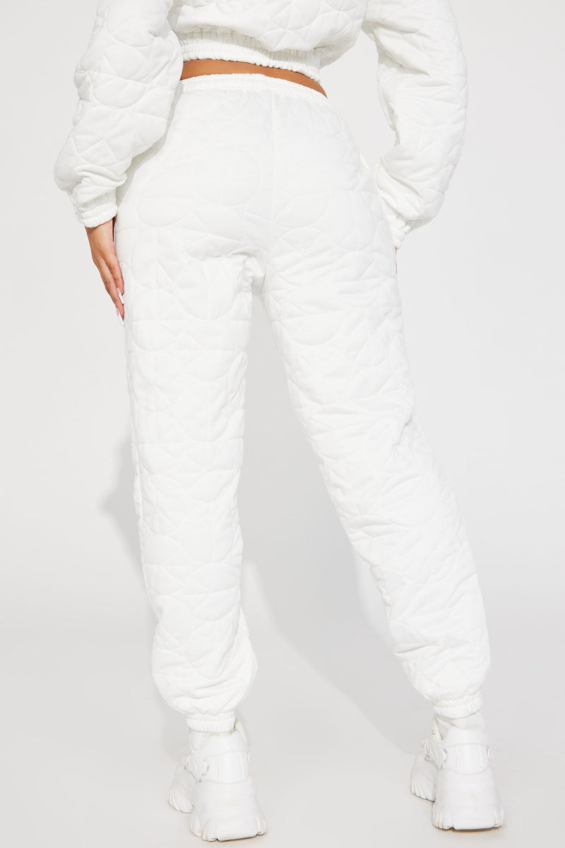 Bundle Up Quilted Jogger White Fashion Nova, Lounge Fashion Nova
