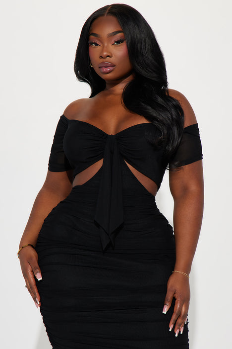 Simple And Sweet Mesh Ruched Dress Black Fashion Nova Dresses