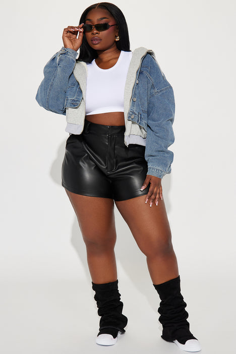 Black denim jacket size 24 hot sale