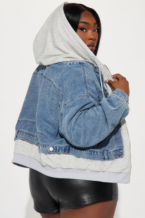 Double Layer Denim Jacket Medium Wash Fashion Nova Jackets