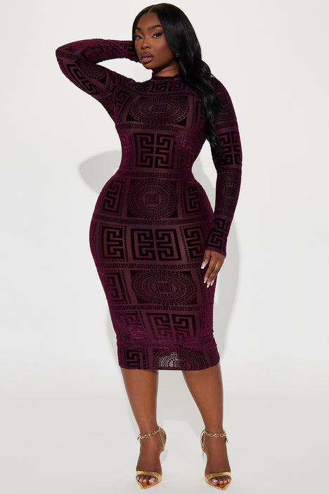 Fashion nova burgundy deals velvet dress