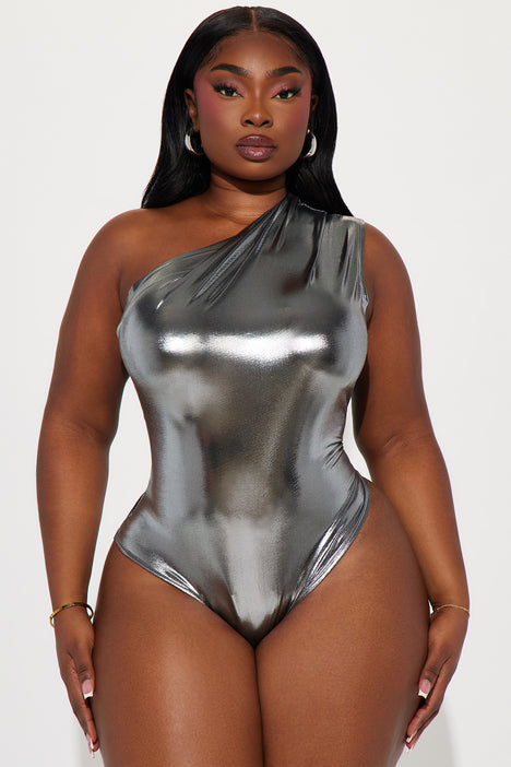 Silver one piece shop bodysuit