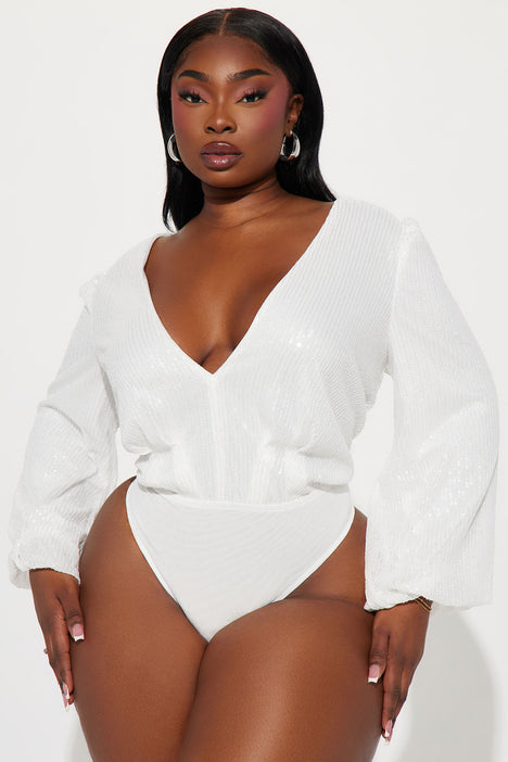White hot sale glitter bodysuit