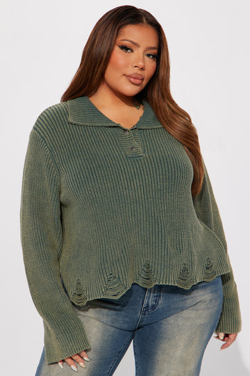 Olive green plus size sweater sale