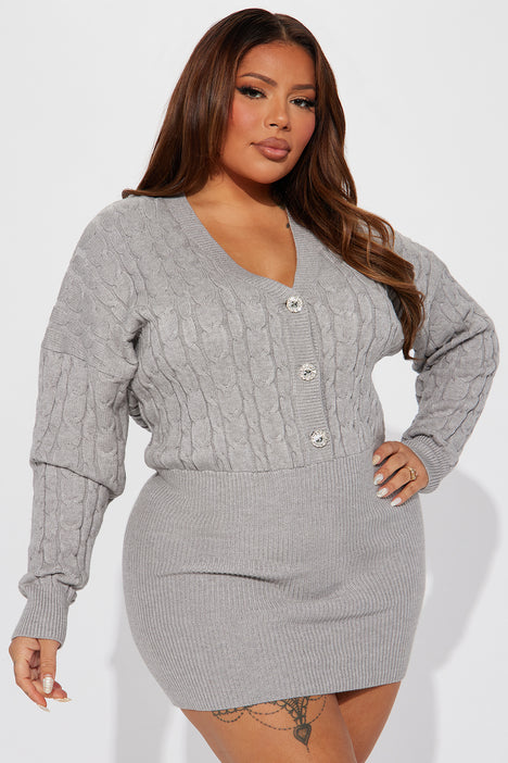 Plus size grey sweater 2025 dress